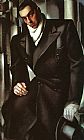 Tamara De Lempicka Famous Paintings - Portrait of Man in Overcoat